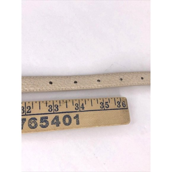 Vtg 90's Another Line Inc Women's Leather Skinny Belt Snake Embossed Beige 33-36 - Picture 9 of 10